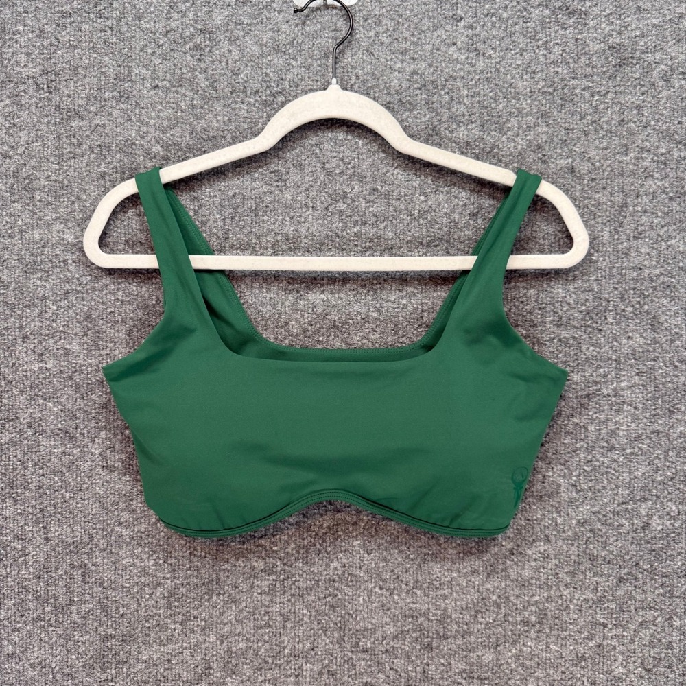 Acta Sports Bra Women XL Green‎ Square Neck Curved Hem Athletic Gym Workout Yoga